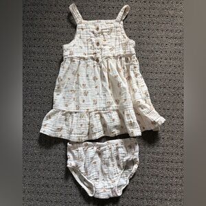 Floral Cream Sleeveless Dress Set for Kids